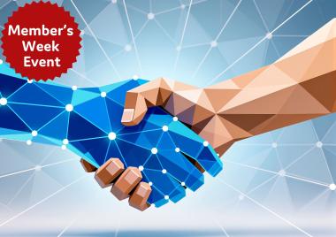 Robotic hand and Human hand shaking hands