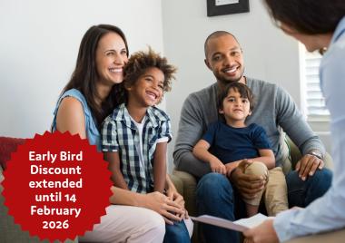 Foster family with a social worker