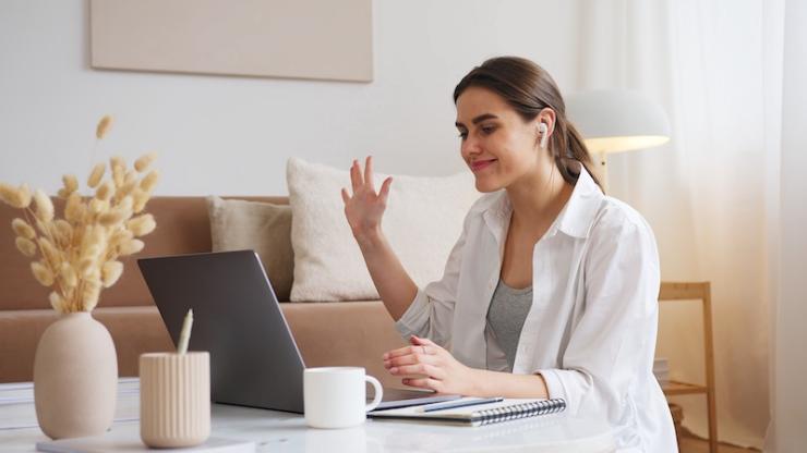 Consultant giving advice over video call